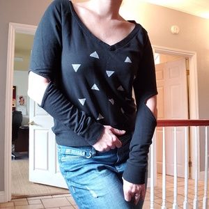 Unique and Edgy jersey sweater with elbow cutout